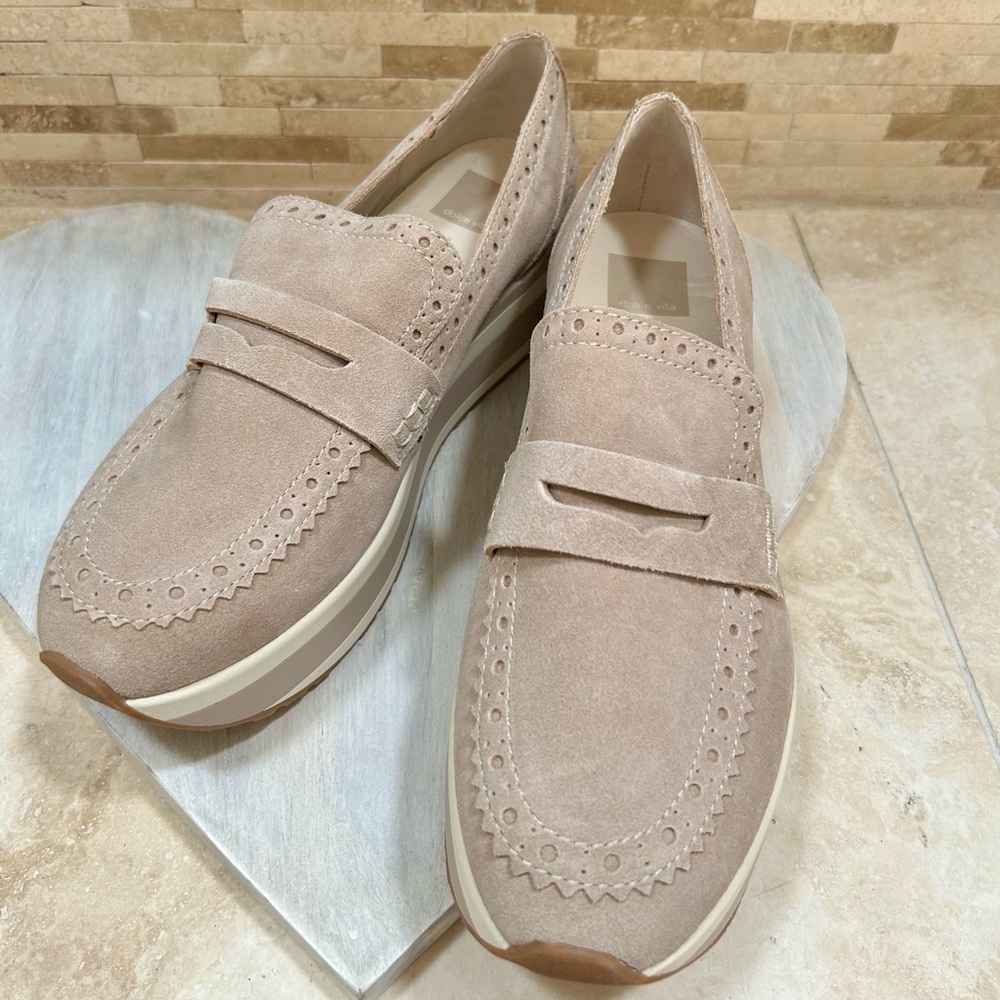 Dolce Vita Blush Suede Platform Loafers - Picture 2 of 8